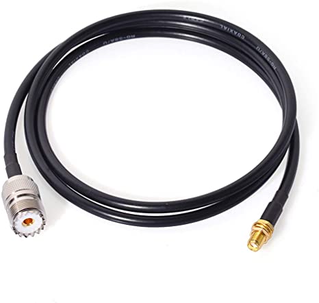 Bingfu Ham Radio Antenna Adapter SMA Female to UHF SO239 Female RG58 Coaxial Jumper Cable 1m 3 feet for Handheld Ham Two Way Radio Walkie Talkie Kenwood Wouxun Baofeng BF-F8HP UV-5R UV-82 BF-888S GT-3