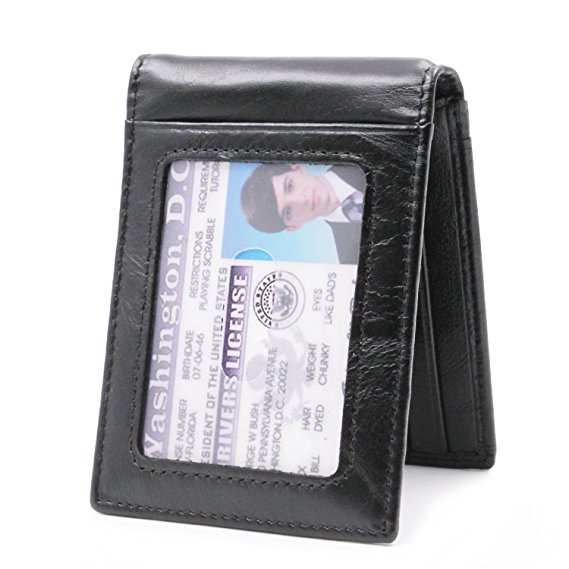 Men's 11 Cards Slots RFID Blocking Slim Wallet Small Leather Bifold Front Pocket Wallet