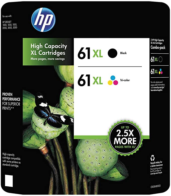 HP 61XL Black/Tri-Color Inkjet Cartridge