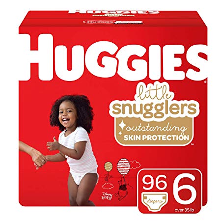 Huggies Little Snugglers Baby Diapers, Size 6 (35  lb.), 96 Ct, Economy Plus Pack (Packaging May Vary)