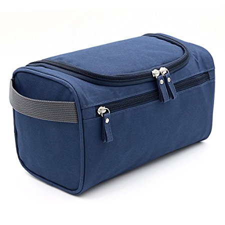 Hipiwe Hanging Travel Toiletry Bag Travel Size Waterproof Shaving Grooming Dopp Kit with Hanging Hook for Business Vacation (Dark Blue)