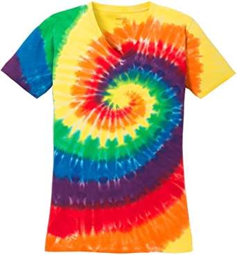 Joe's USA Koloa Ladies Colorful Tie-Dye V-Neck Tees in 10 Colors Sizes: XS-4XL