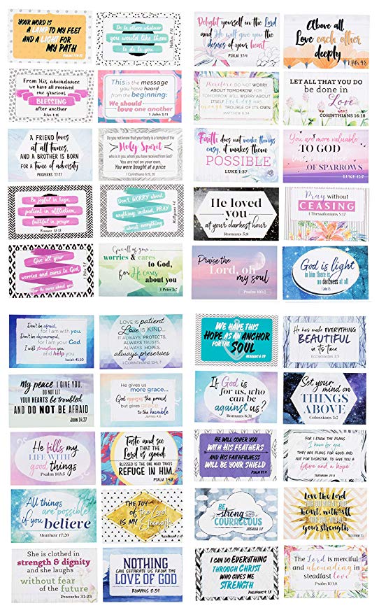 Bible Scripture Cards - 40-Design Bible Verses Inspirational Message Cards with Keepsake Box, Boxed Prayer Blessing Cards, Christian Gift, 3.3 x 2.1 Inches