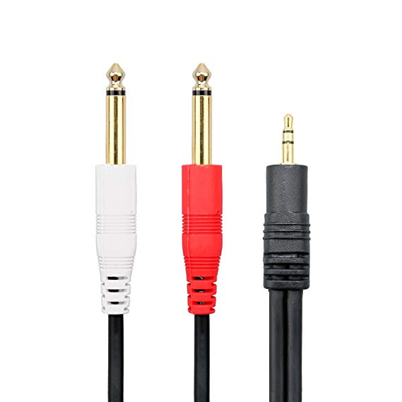 6.3mm Mono Cable , 6.3mm Mono 1/4 inch to 1/8 inch 3.5mm Audio Splitter Cable,Digital Interface Cable,Instrument Cable for Mixer,Audio Recorder,Electric Guitar Amplifier