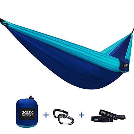 Only 0.93LB Gonex Portable Outdoor Camping Hammock, Nylon Parachute Single Hammock for Travel Camp with Hammock Straps, Ultralight