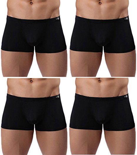 NEIKU Men's Breathable Underwear Ice Silk Boxer Briefs Sexy Low Rise Trunks