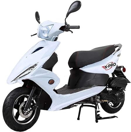 X-Pro Bali 150 Moped Street Gas Moped 150 Adult Bike with 10'' Aluminum Wheels! (White)