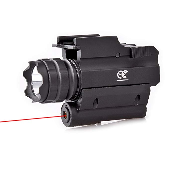 MCCC Tactical Red Laser Sight with 230 Lumens CREE LED Flashlight, Compact Rail Mounted, Quick Release, 1XCR123A Battery (Included)