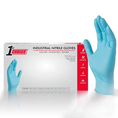 1st Choice Industrial Nitrile Gloves - Latex Free, Powder Free, Non-Sterile, Large, 1NLBX - Box of 100