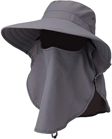 PanPacSight Sun Fishing Hat Face Neck Cover Ponytail Wide Brim UPF 50  Water Resistant Adjustable Visor Cap