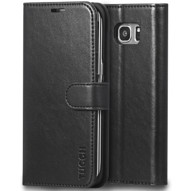 Galaxy S7 Edge Case, TUCCH Leather Case for Samsung Galaxy S7 Edge, Premium Protective Wallet Leather Case with Credit Card Holders, Flip Book Cover with Kickstand Feature, Magnetic Closure, Black