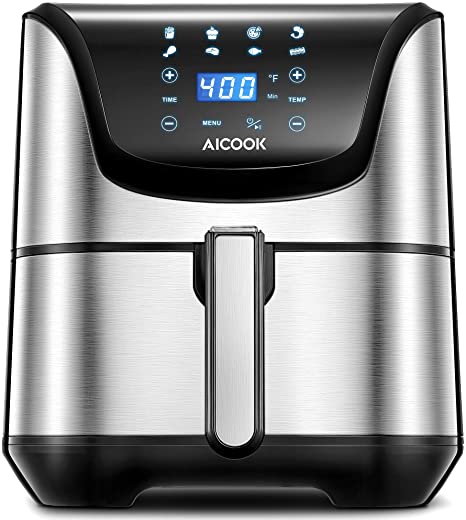 Air Fryer, AICOOK 1700W 5.8 Qt Electric Hot Oven Oilless Cooker for Roasting/Baking/Grilling/Dehydrating, 8 Presets, Precise Temperature Control, Recipe Book