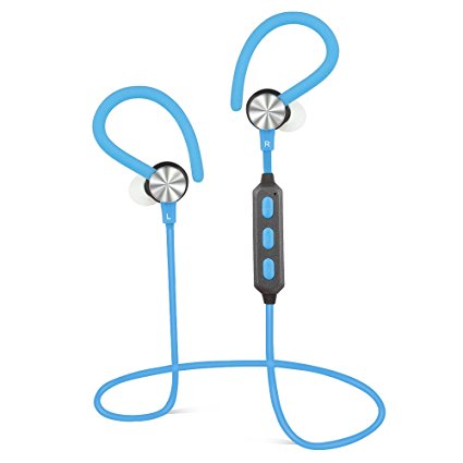 Lecmal for Bluetooth Headphones, Wireless Bluetooth Earphones with Micro Phone Noise Cancelling,S9 Sport Ear Hook ,Exercise,Hiking Sports;Running, Sweatproof. Suitable for IOS & Android Devices(Blue)