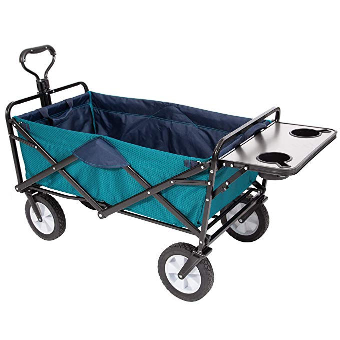 Mac Sports Collapsible Folding Outdoor Utility Wagon with Table and Cup Holders - Teal