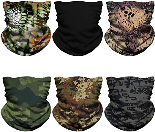 NTBOKW Face Mask Bandana for Sun Dust Wind Seamless Headband for Men Women Neck Gaiter Rave Face Mask for Festival Party Riding Motorcycle Riding Biker Cycling Fishing Tube Mask 6 Pack