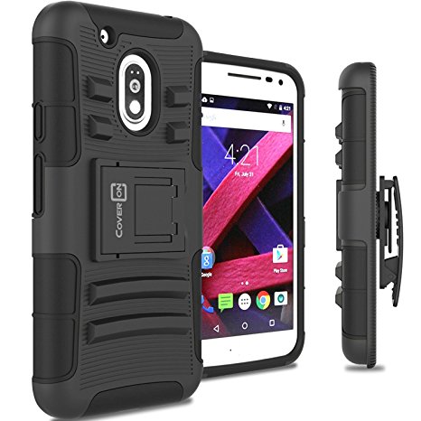 Moto G4 Play Holster Case, Moto G Play (4th Gen.) case CoverON [Explorer Series] Hybrid Armor Belt Clip Hard Phone Cover for Motorola Moto G4 Play / Moto G Play (4th Gen.)- Black & Black