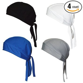 Sweat Wicking Head Cover / Skull Cap / Cycling Cap /Beanie /Adjustable Hat/Head Wrap /Chemo Cap / Fits under Helmets. Perfect for Running, Motorcycling,Biking, Football,Pack of 4