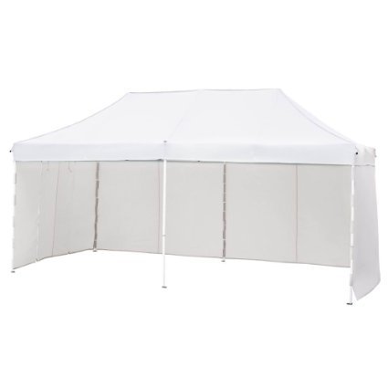 Abba Patio 10 x 20 ft Heavy Duty Steel Instant Commercial Folding Canopy Party Tent Gazebo with Removable Sidewalls and Zipper Entries White