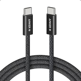 Anker Zolo USB C to USB C Cable, Braided and Dirt-Free Type C Fast Charging Cable, Slim Connector, for iPhone 16 Series, MacBook (240W) (Black, 6ft)