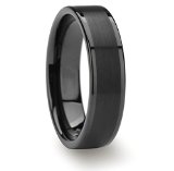 6mm Mens Womens Black Titanium Ring Flat Brushed Pipe Cut Wedding Band Size 4 - 12