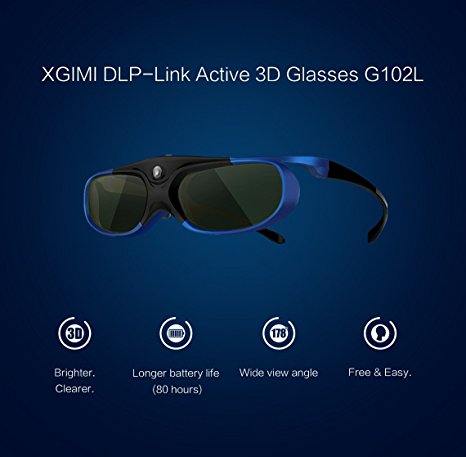 XGIMI DLP-Link Liquid Crystal Shutter Rechargeable 3D Glasses for Z4 Aurora and other DLP 3D Projector TV