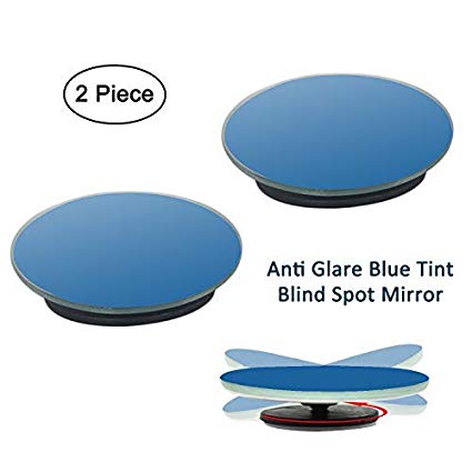 2 Pack 2" 360¡ã Rotate   Sway Adjustabe Round Anti Glare Blue Tint Blind Spot Mirrors, Ampper Universal Fit Frameless HD Glass Stick On Lens