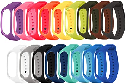 17PCS Assorted Color Fashion Replacement Wristband Wrist Strap Band Compatible with Xiaomi Mi Band 3 4 Smart Bracelet Accessories