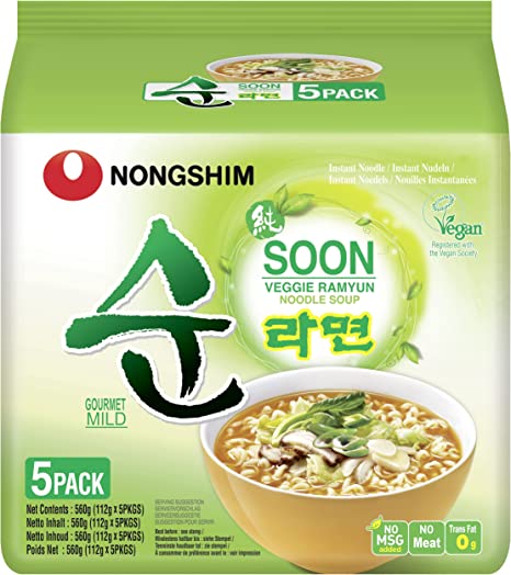NONGSHIM Instant Noodle Soon Veggie, 112 g - Pack of 40