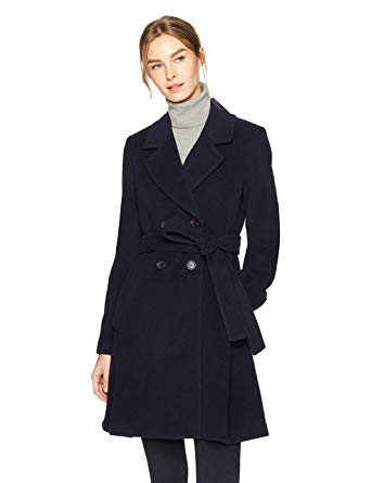 Haven Outerwear Women's Double Breasted Wool Coat with Tie Belt