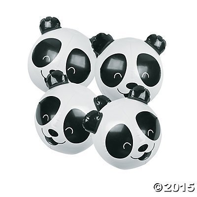 Inflatable Panda Bear Beach Balls - 12 ct