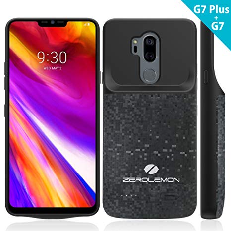LG G7/G7  ThinQ Battery Case, ZeroLemon Slim Power 4700mAh Extended Battery Case Rechargeable Charging Case Soft TPU Full Edge Protection LG G7/G7  ThinQ - Black