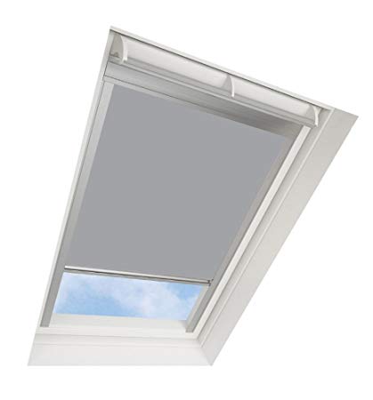 DARKONA ® Skylight Blinds For VELUX Roof Windows - Blackout Blind - Many Colours / Many Sizes (P08, Grey) - Silver Aluminium Frame