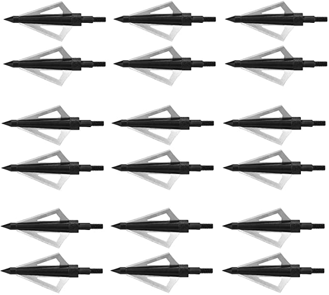 Aiskaer 18 Pack 125 Grain 3 Fixed Blade Hunting Broadheads Archery Arrow Hunting Points Metal Tips for Compound Bow and Crossbow