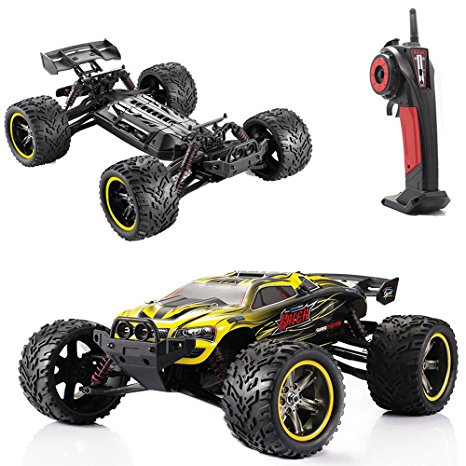 GPTOYS RC Cars S912 LUCTAN 33MPH 1/12 Scale Electric Monster Hobby Truck With Waterproof Electronics, Remote Control Off Road Yellow Truggy Toys
