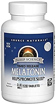 Source Naturals Sleep Science Melatonin 3mg - Time Release - 120 Tablets (2 Pack)