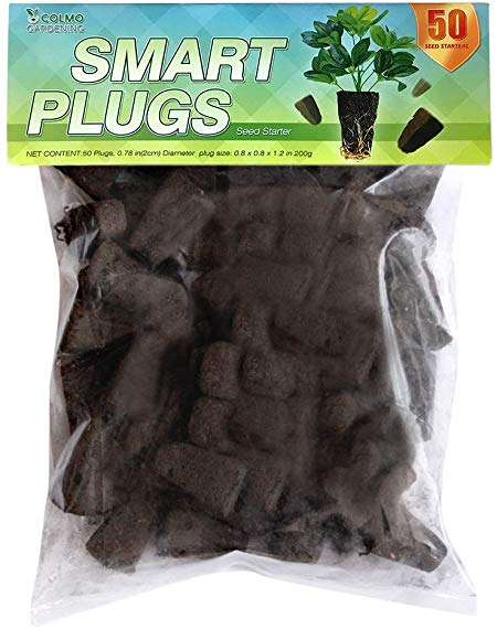 COLMO Seed Starter Smart Seeds Starting Plugs Seedlings Cuttings Cloning Organic Dry Out Rooting Hydroponics Supplies Rapid Root Replacement Priority Delivery (1 Pack of 50 Counts)