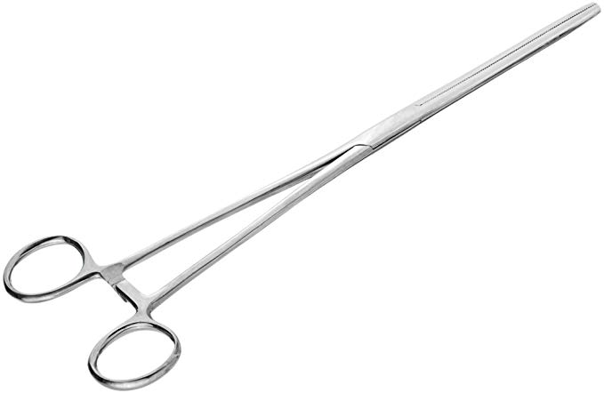 SE 610FS 10" Stainless Steel Self-Locking Straight Forceps