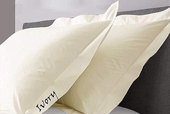 beddingstar Standard Pillow Shams Set of 2 Ivory Pillow Shams Standard 20X26 Size 100% Soft Egyptian Cotton 600 Thread Count Comfort & Soft Standard Size Decorative Pillow Shams Set