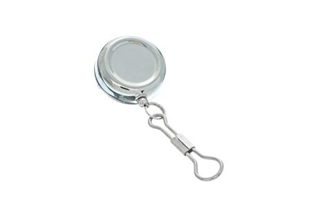 SE 202JCB Chrome Plated 1" Retractable Pin-On Pull Reel Keychain ID Holder