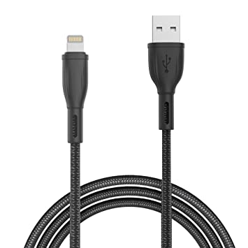 Portronics Konnect Plus 1.2M 8 Pin USB Cable with Charge & Sync Function (Black)