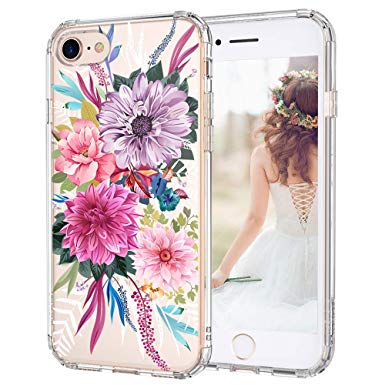 iPhone 8 Case, iPhone 7 Case, MOSNOVO Blossom Floral Flower Clear Design Printed Transparent Plastic Hard Case with TPU Bumper Protective Case Cover for Apple iPhone 7 / iPhone 8