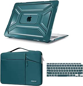 MOSISO Compatible with MacBook Air 13 inch Case 2022 2021 2020 Release A2337 M1 A2179 Retina Display Touch ID, Plastic Hard Shell Case with TPU Bumper&Carrying Sleeve Bag&Keyboard Cover, Teal Green