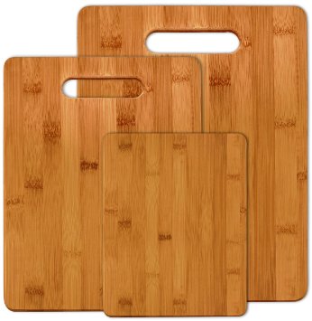 Bamboo Cutting Boards (Set of 3) - Fruit, Veggies, Meat Chopping Board - Utopia Kitchen