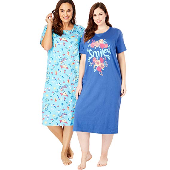 Dreams & Co. Women's Plus Size 2-Pack Long Sleepshirts