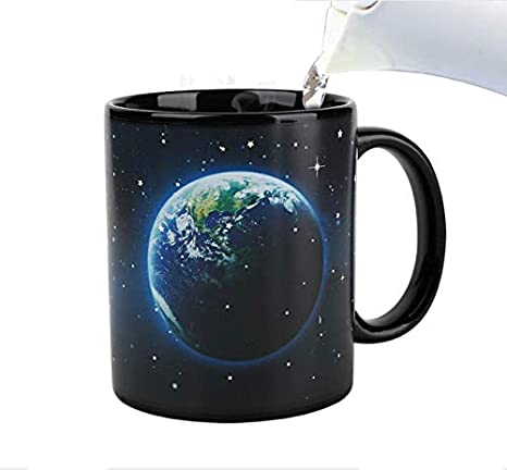 Mazaashop Magic Coffee Mug Earth Hot Liquid Activate Cup Ceramic Heat Sensitive Color Changing