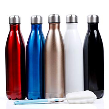 Sfee 25oz Vacuum Insulation Water Bottle - Double Wall, BPA-Free, Stainless Steel, Leak Proof-Large Cola Sports Travel Bottles Cup Perfect for Men, Outdoor, Fitness, Camping, Cycling   Cleaning Brush