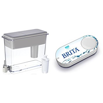 Brita Large 18 Cup UltraMax Water Dispenser and Filter - BPA Free - Gray & Brita Dash Button