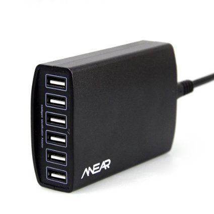 USB Charger Anear 60W 6 Port Desktop USB Charging Hub High Speed with PowerSmart Technology Wall Travel Charger