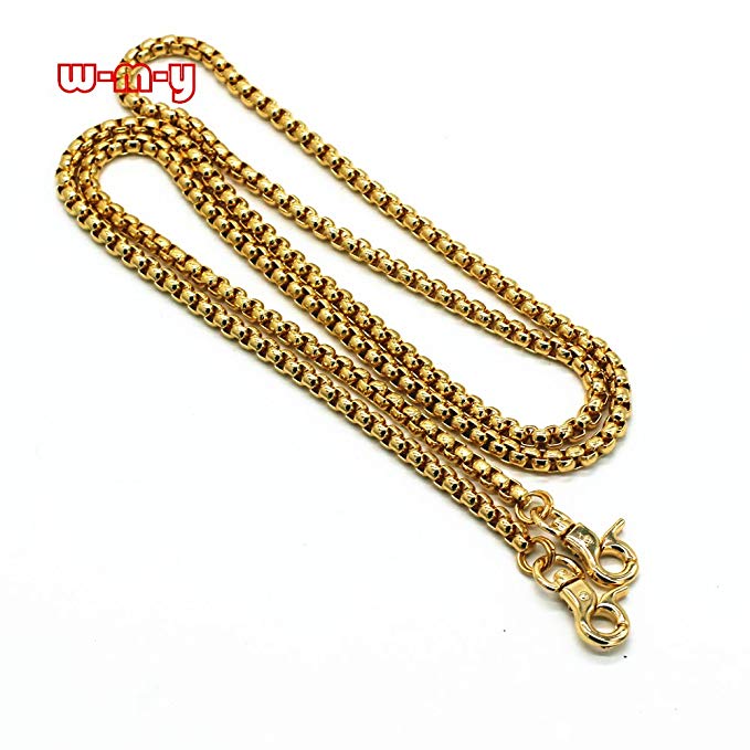 M-W 55" DIY Iron Box Chain Strap Handbag Chains Accessories Purse Straps Shoulder Cross Body Replacement Straps, with Metal Buckles (Gold)