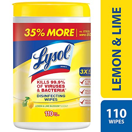 Lysol Disinfecting Wipes, Lemon & Lime Blossom, 110ct